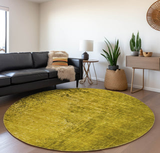 Piper Looms Mayfield Organic AMF554 Gold Machine Washable Area Rug Round Lifestyle Image Feature