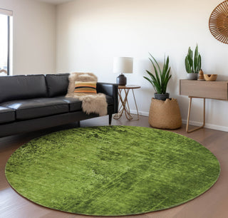 Piper Looms Mayfield Organic AMF554 Green Machine Washable Area Rug Round Lifestyle Image Feature