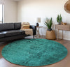 Piper Looms Mayfield Organic AMF554 Teal Machine Washable Area Rug Round Lifestyle Image Feature