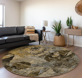 Piper Looms Mayfield Organic AMF555 Mocha Machine Washable Area Rug Round Lifestyle Image Feature