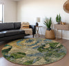 Piper Looms Mayfield Organic AMF555 Taupe Machine Washable Area Rug Round Lifestyle Image Feature
