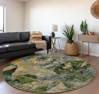 Piper Looms Mayfield Organic AMF555 Taupe Machine Washable Area Rug Round Lifestyle Image Feature