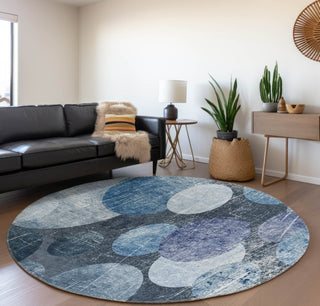 Piper Looms Mayfield Organic AMF556 Blue Machine Washable Area Rug Round Lifestyle Image Feature