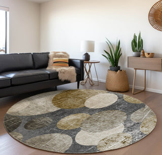 Piper Looms Mayfield Organic AMF556 Brown Machine Washable Area Rug Round Lifestyle Image Feature