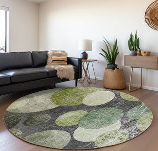 Piper Looms Mayfield Organic AMF556 Green Machine Washable Area Rug Round Lifestyle Image Feature
