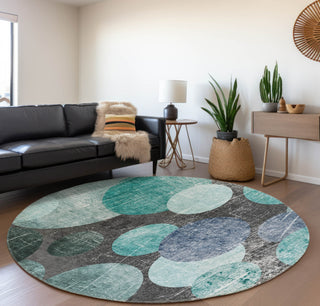 Piper Looms Mayfield Organic AMF556 Teal Machine Washable Area Rug Round Lifestyle Image Feature