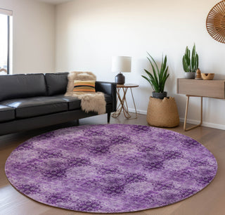 Piper Looms Mayfield Organic AMF557 Eggplant Machine Washable Area Rug Round Lifestyle Image Feature