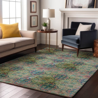 Piper Looms Mayfield Organic AMF557 Green Machine Washable Area Rug Lifestyle Image Feature