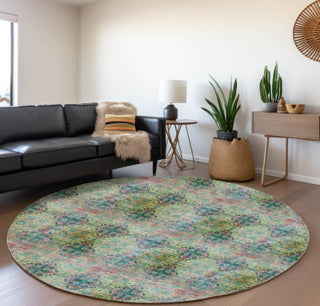 Piper Looms Mayfield Organic AMF557 Green Machine Washable Area Rug Round Lifestyle Image Feature