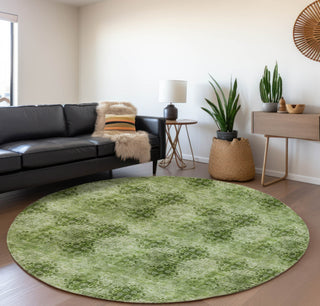 Piper Looms Mayfield Organic AMF557 Olive Machine Washable Area Rug Round Lifestyle Image Feature