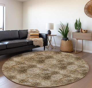 Piper Looms Mayfield Organic AMF557 Taupe Machine Washable Area Rug Round Lifestyle Image Feature
