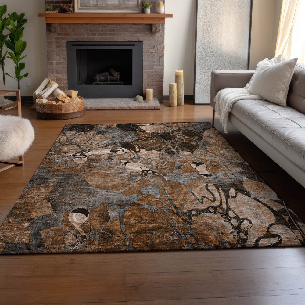Piper Looms Mayfield Floral AMF558 Paprika Machine Washable Area Rug Lifestyle Image Feature