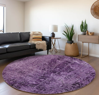 Piper Looms Mayfield Organic AMF559 Purple Machine Washable Area Rug Round Lifestyle Image Feature