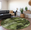 Piper Looms Mayfield Floral AMF560 Green Machine Washable Area Rug Round Lifestyle Image Feature