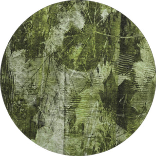 Piper Looms Mayfield Floral AMF560 Green Machine Washable Area Rug Round Main Image