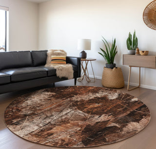 Piper Looms Mayfield Floral AMF560 Paprika Machine Washable Area Rug Round Lifestyle Image Feature