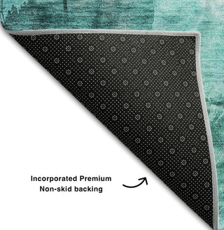 Piper Looms Mayfield Floral AMF560 Teal Machine Washable Area Rug Backing Image