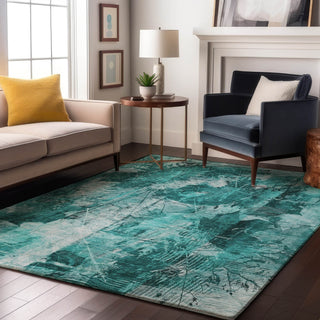 Piper Looms Mayfield Floral AMF560 Teal Machine Washable Area Rug Lifestyle Image Feature