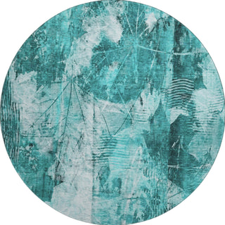 Piper Looms Mayfield Floral AMF560 Teal Machine Washable Area Rug Round Main Image