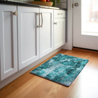 Piper Looms Mayfield Floral AMF560 Teal Machine Washable Area Rug Scatter Lifestyle Image Feature