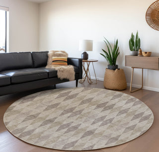Piper Looms Mayfield Geometric AMF561 Beige Machine Washable Area Rug Round Lifestyle Image Feature