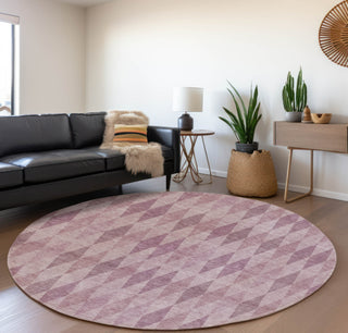 Piper Looms Mayfield Geometric AMF561 Blush Machine Washable Area Rug Round Lifestyle Image Feature