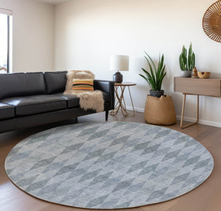 Piper Looms Mayfield Geometric AMF561 Denim Machine Washable Area Rug Round Lifestyle Image Feature