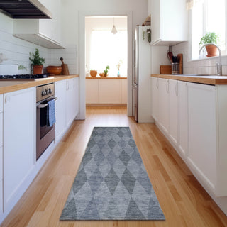 Piper Looms Mayfield Geometric AMF561 Denim Machine Washable Area Rug Runner Lifestyle Image Feature