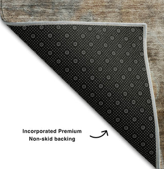 Piper Looms Mayfield Abstract AMF562 Mocha Machine Washable Area Rug Backing Image