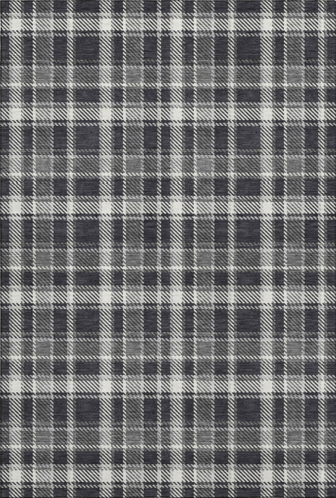 Piper Looms Mayfield Plaid AMF563 Black Machine Washable Area Rug main image