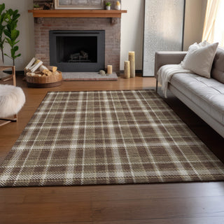 Piper Looms Mayfield Plaid AMF563 Chocolate Machine Washable Area Rug Lifestyle Image Feature