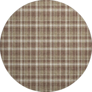 Piper Looms Mayfield Plaid AMF563 Chocolate Machine Washable Area Rug Round Main Image