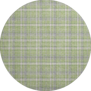 Piper Looms Mayfield Plaid AMF563 Green Machine Washable Area Rug Round Main Image