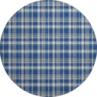 Piper Looms Mayfield Plaid AMF563 Navy Machine Washable Area Rug Round Main Image