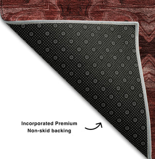 Piper Looms Mayfield Panel AMF564 Burgundy Machine Washable Area Rug Backing Image