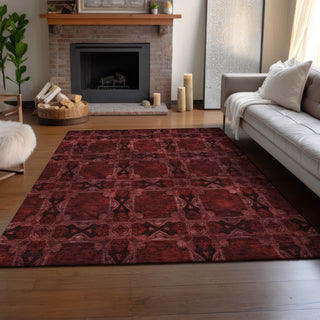 Piper Looms Mayfield Panel AMF564 Burgundy Machine Washable Area Rug Lifestyle Image Feature