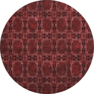 Piper Looms Mayfield Panel AMF564 Burgundy Machine Washable Area Rug Round Main Image