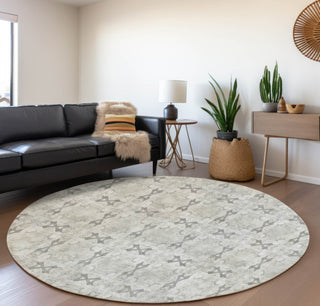 Piper Looms Mayfield Panel AMF564 Ivory Machine Washable Area Rug Round Lifestyle Image Feature