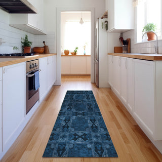Piper Looms Mayfield Panel AMF564 Navy Machine Washable Area Rug Runner Lifestyle Image Feature