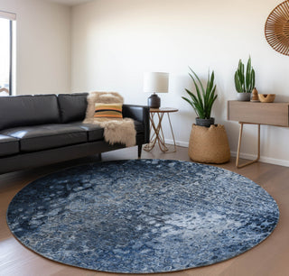Piper Looms Mayfield Casual AMF565 Blue Machine Washable Area Rug Round Lifestyle Image Feature