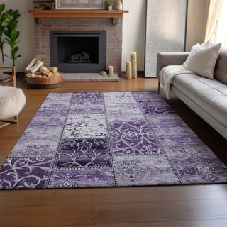 Piper Looms Mayfield Panel AMF566 Purple Machine Washable Area Rug Lifestyle Image Feature