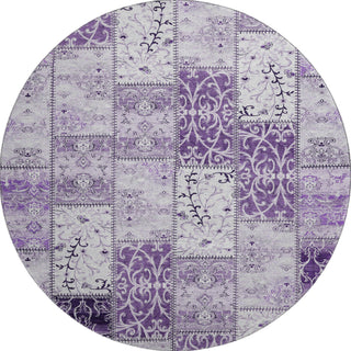 Piper Looms Mayfield Panel AMF566 Purple Machine Washable Area Rug Round Main Image