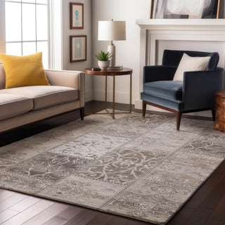Piper Looms Mayfield Panel AMF566 Taupe Machine Washable Area Rug Lifestyle Image Feature
