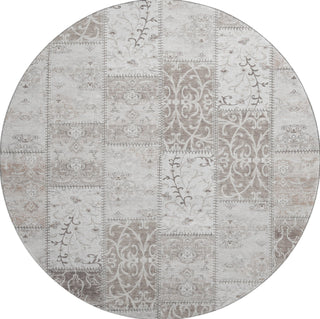 Piper Looms Mayfield Panel AMF566 Taupe Machine Washable Area Rug Round Main Image