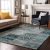 Piper Looms Mayfield Panel AMF566 Teal Machine Washable Area Rug Lifestyle Image Feature