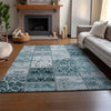 Piper Looms Mayfield Panel AMF566 Teal Machine Washable Area Rug Lifestyle Image Feature