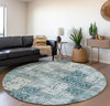 Piper Looms Mayfield Panel AMF566 Teal Machine Washable Area Rug Round Lifestyle Image Feature