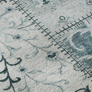 Piper Looms Mayfield Panel AMF566 Teal Machine Washable Area Rug Swatch Image