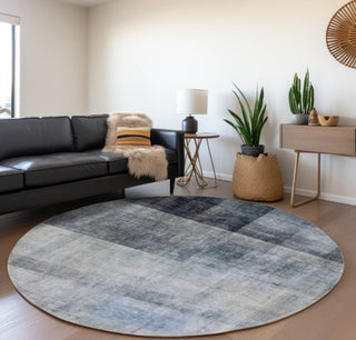 Piper Looms Mayfield Casual AMF568 Navy Machine Washable Area Rug Round Lifestyle Image Feature