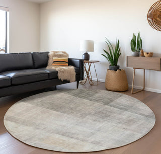 Piper Looms Mayfield Casual AMF568 Taupe Machine Washable Area Rug Round Lifestyle Image Feature